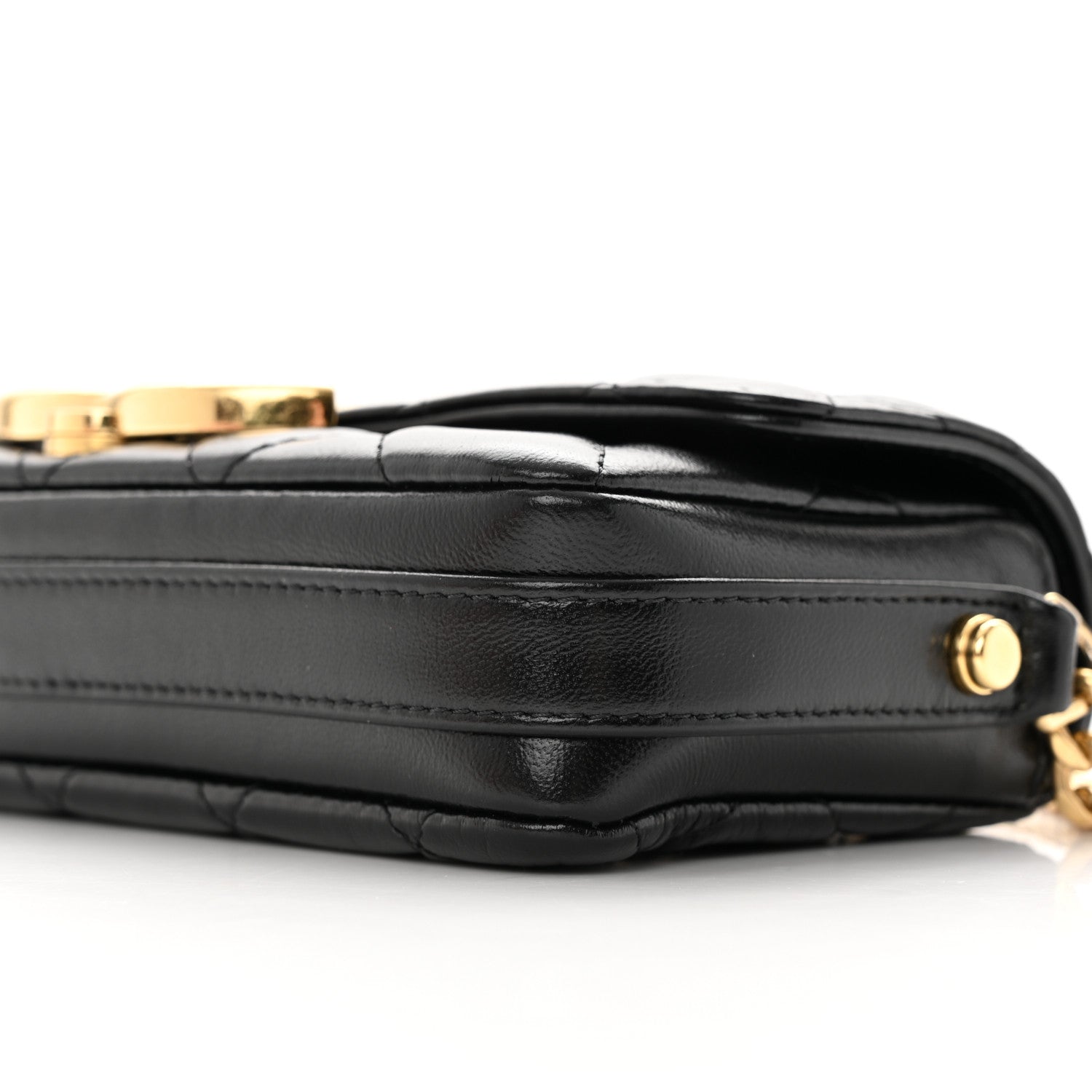 Chanel Shiny Calfskin Quilted Flap Phone Holder With Chain Black 11 of 12