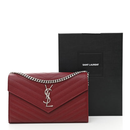 Saint Laurent Grain De Poudre Matelasse Chevron Monogram Chain Wallet Palissandre 11 of 11