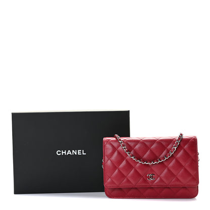 Chanel Caviar Quilted Wallet On Chain WOC Dark Red 6 of 8