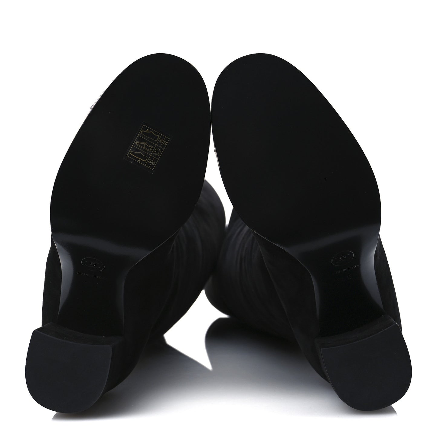 Suede Calfskin Grosgrain High Boots 38.5 Black