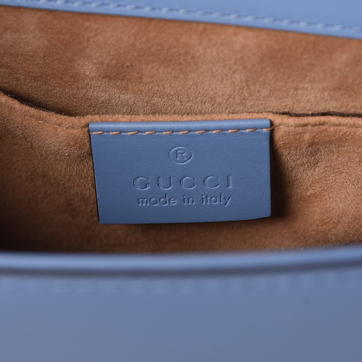 Gucci Calfskin Mini Sylvie Chain Shoulder Bag Clear Sky Blue 6 of 7