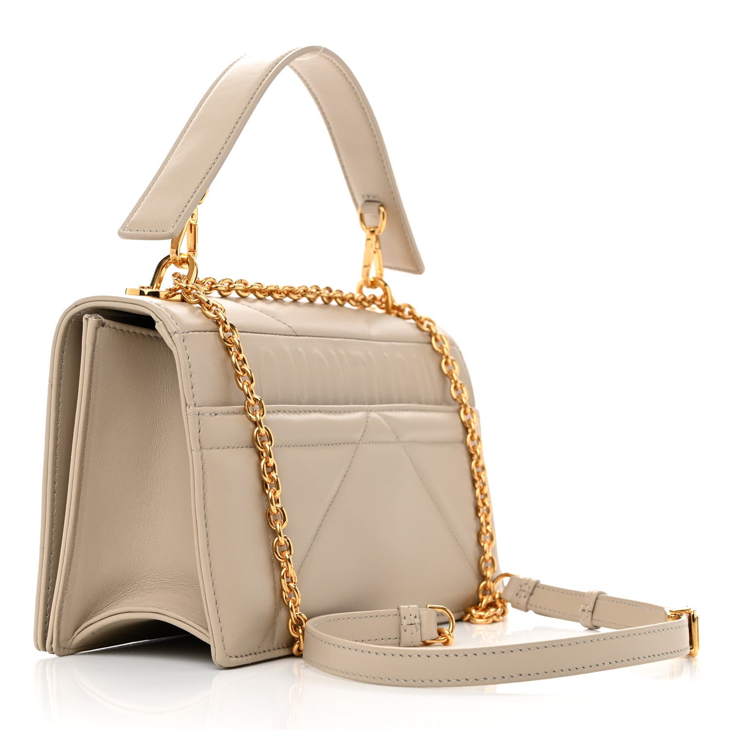 Christian Dior Lambskin Maxi Cannage 30 Montaigne Chain Top Handle Bag Beige 3 of 12