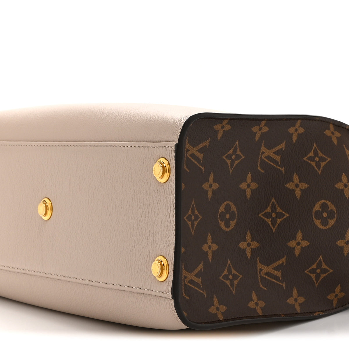 Louis Vuitton Calfskin Monogram On My Side MM Greige 9 of 9
