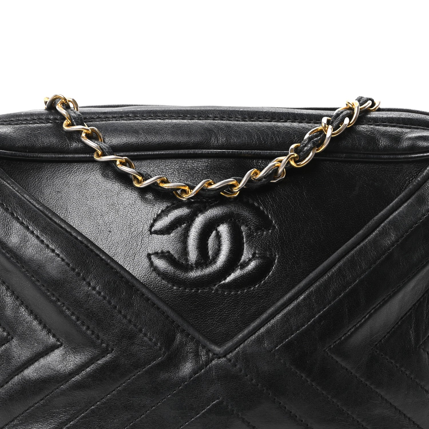 Chanel Lambskin Quilted CC Tassel Camera Case Black 8 of 10