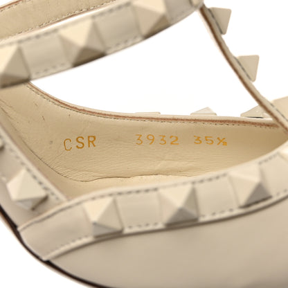 Valentino Garavani Calfskin Lacquered Monochrome Rockstud Ankle Strap 100mm Pumps 35.5 Ivory 8 of 9
