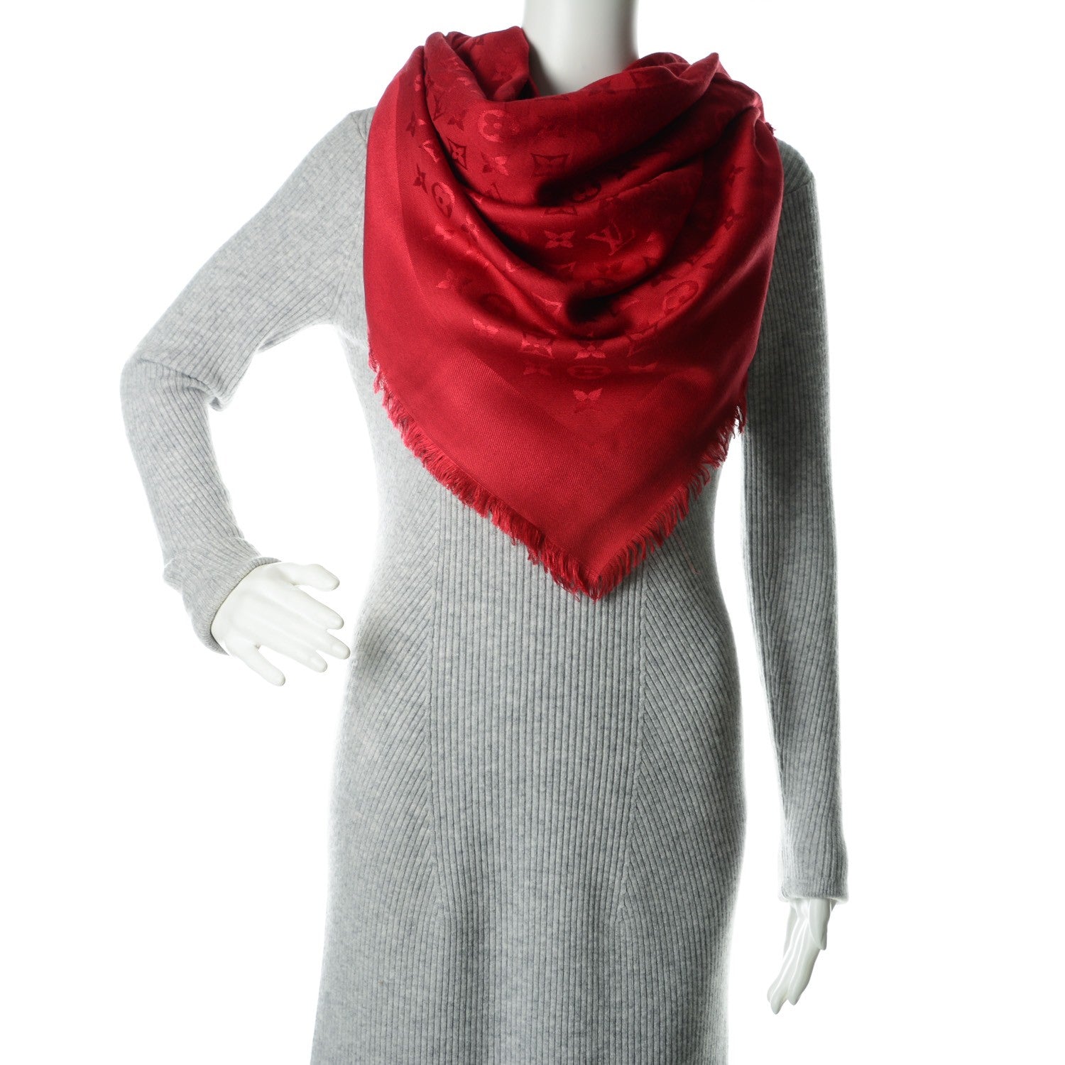 Louis Vuitton Silk Wool Monogram Shawl Pomme D'Amour 2 of 8