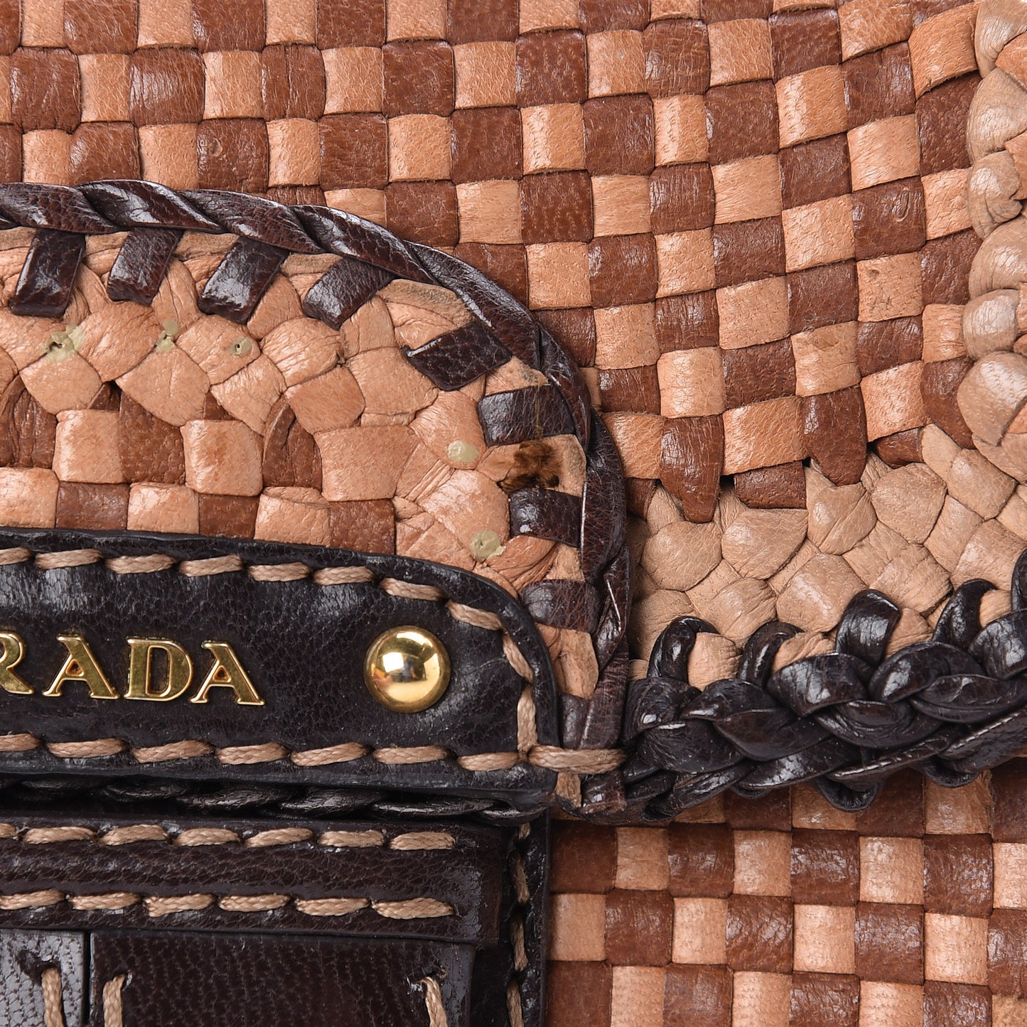 Goatskin Woven Flap Crossbody Sughero Caramel