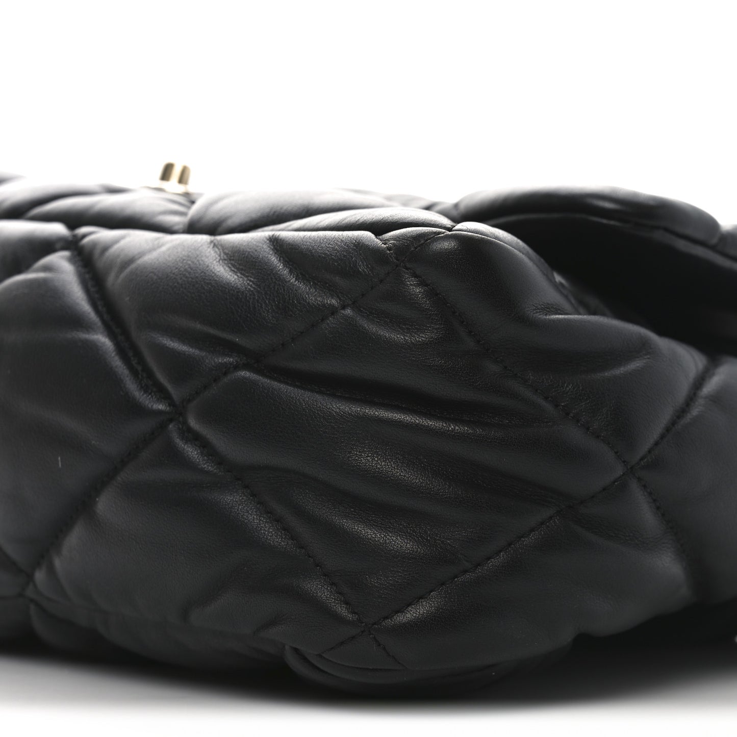 Calfskin Quilted Large Bubbly Flap Black