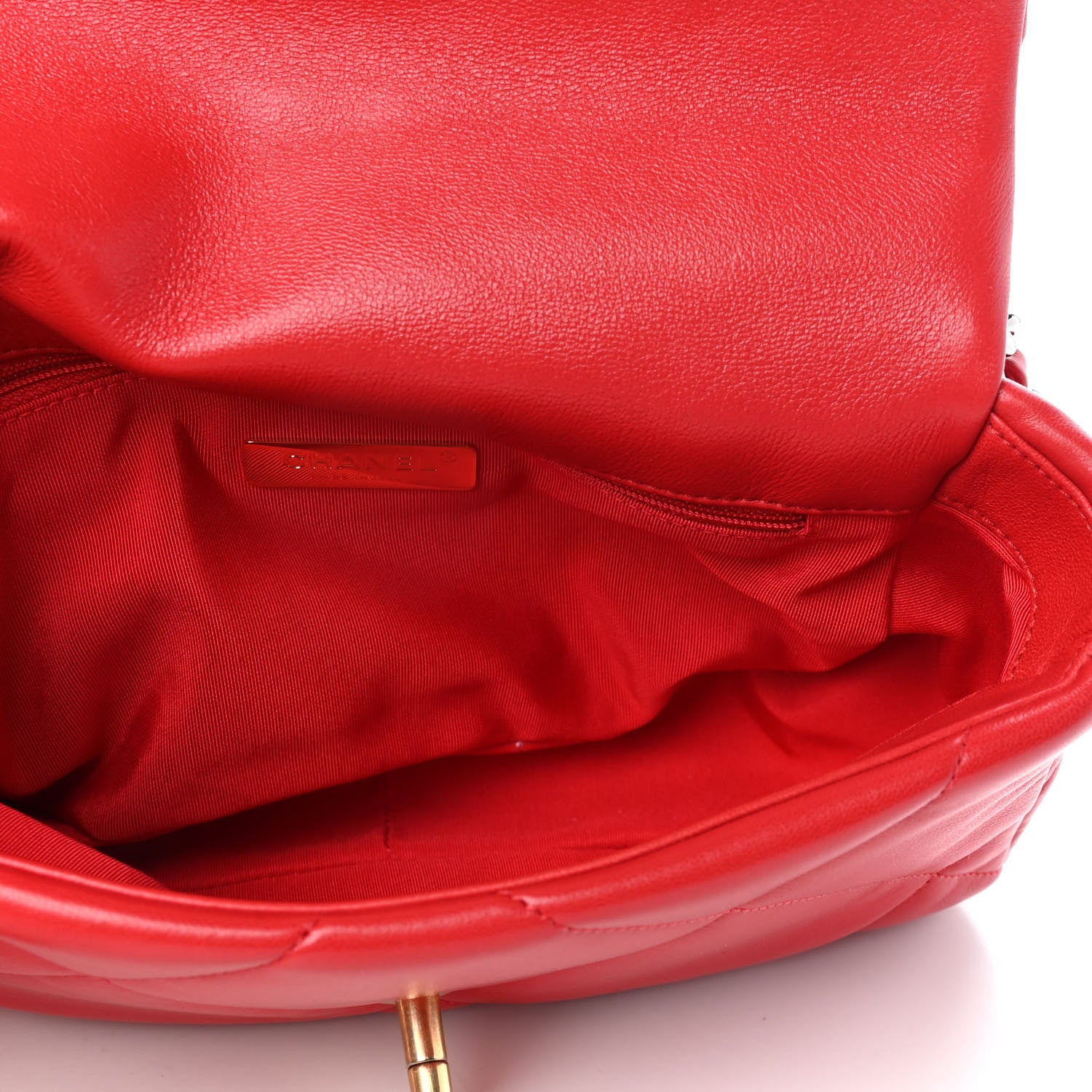 Chanel Lambskin Quilted Medium Chanel 19 Flap Red 5 of 10