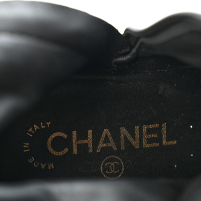 Chanel Shiny Crumpled Lambskin Lace Up Combat Boots 38 Black 8 of 10