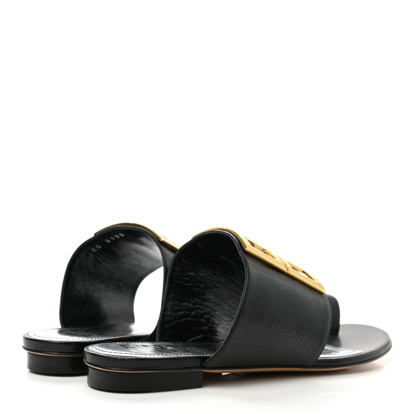 Goatskin 4G Flat Toe Ring Sandals 36 Black