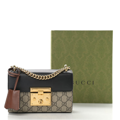 Gucci GG Supreme Monogram Calfskin Small Padlock Shoulder Bag Beige Black Cuir 13 of 13