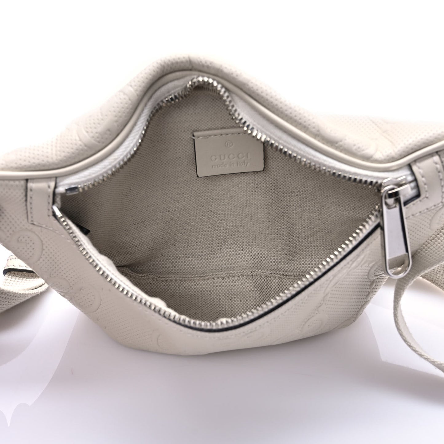 Calfskin GG Tennis Embossed Belt Bag Mystic White