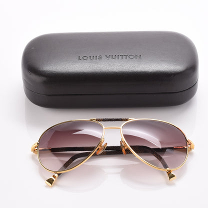 Louis Vuitton Damier Ebene Conspiration Pilote Sunglasses Z0202U Gold 8 of 8