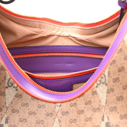 Gucci GG Supreme Monogram Mix Monogram Web Patchwork Large Attache Shoulder Bag Beige Multicolor 8 of 10