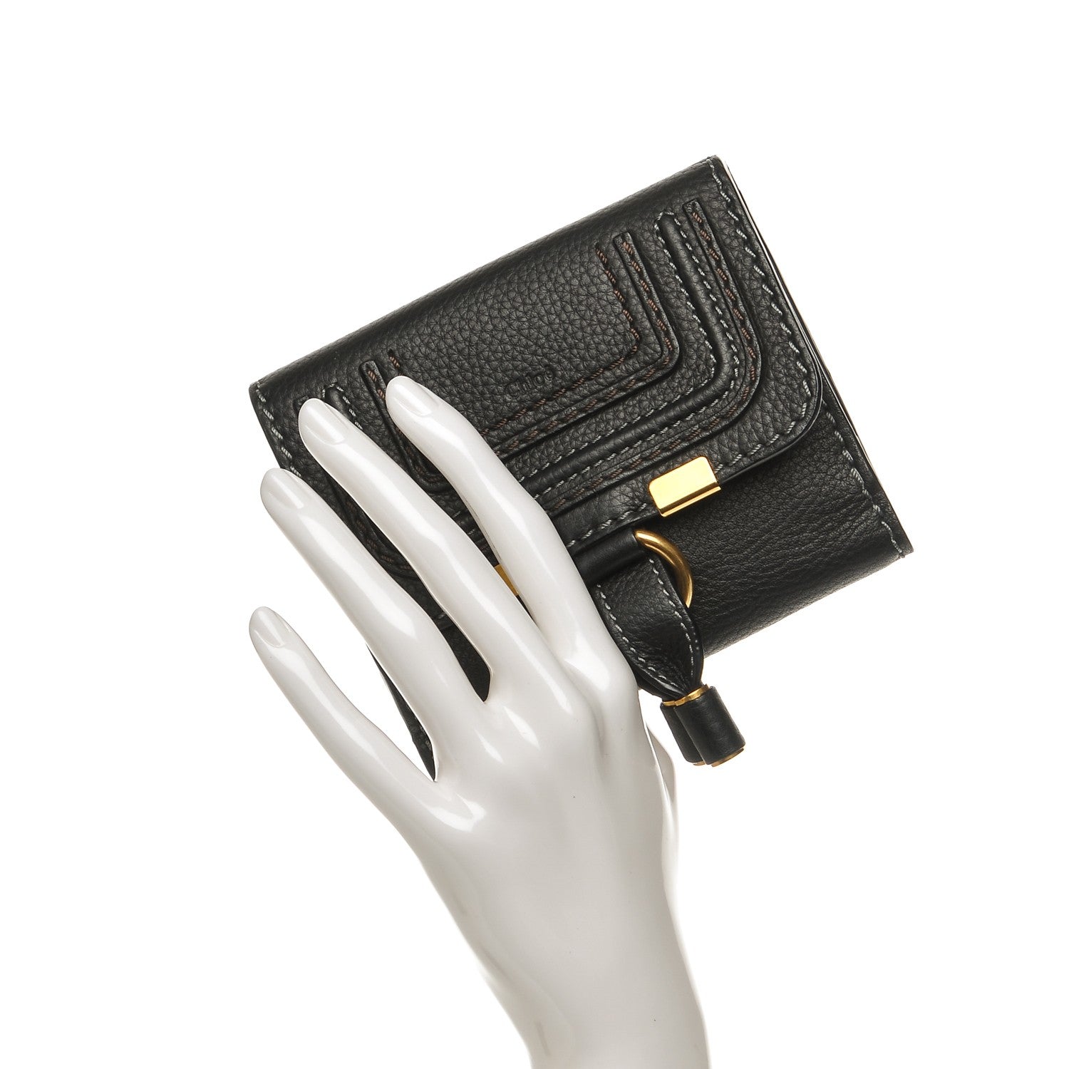 Chloe Grained Calfskin Marcie Square Wallet Black 2 of 10