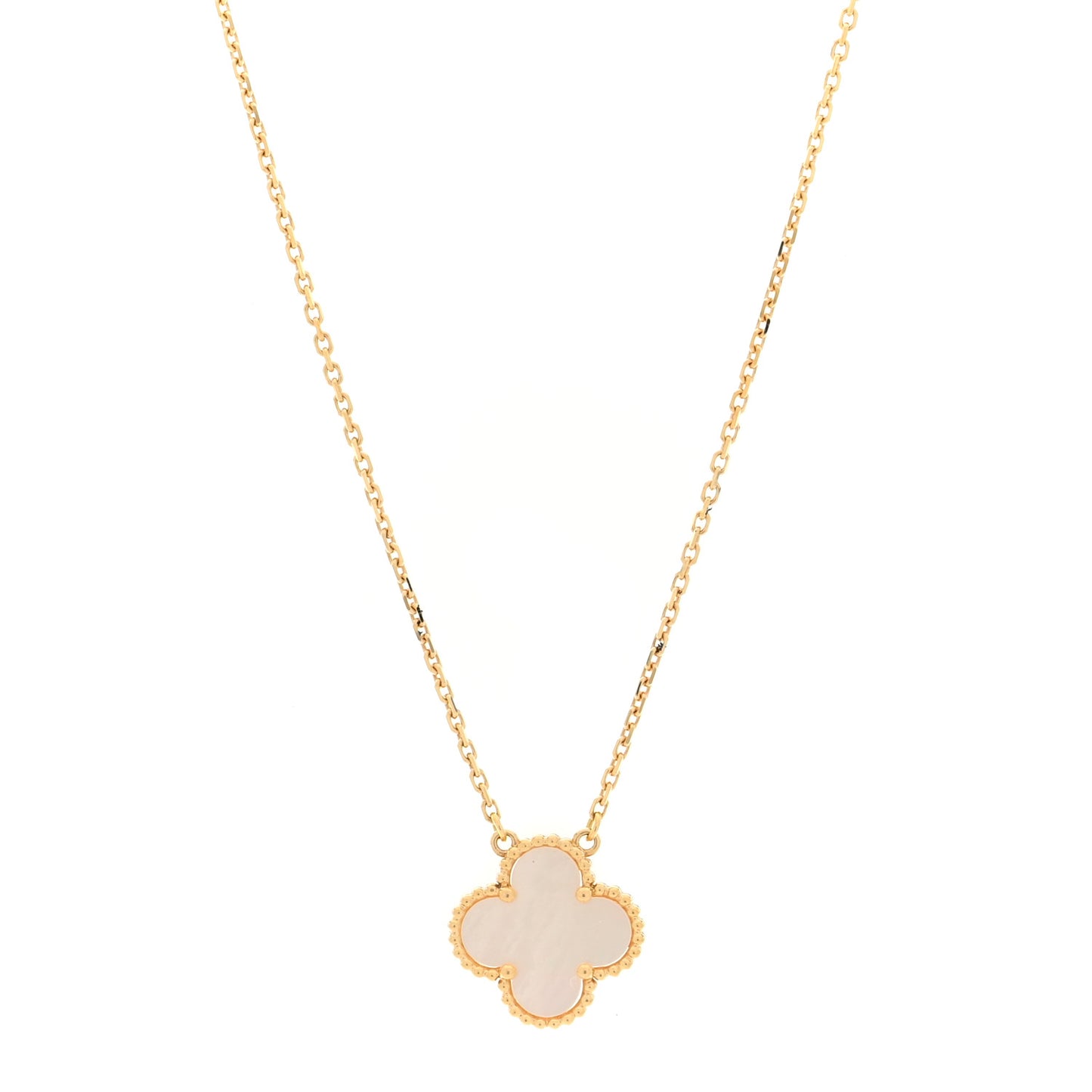 18K Yellow Gold Mother of Pearl Vintage Alhambra Pendant Necklace