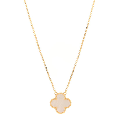 Van Cleef & Arpels 18K Yellow Gold Mother of Pearl Vintage Alhambra Pendant Necklace 1 of 5