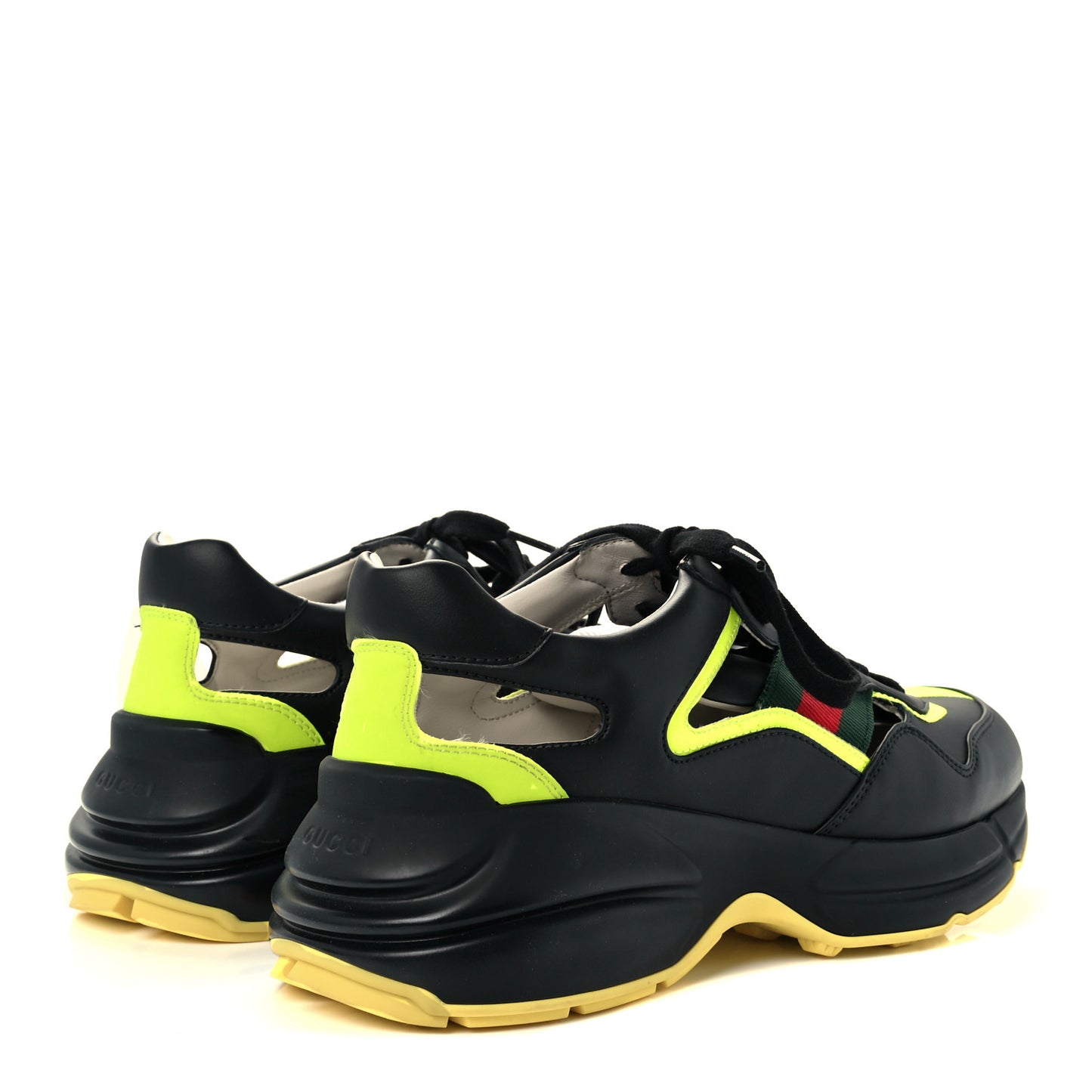 Demetra Web Mens Rhyton Cut Out Sneakers 6 Black Yellow Fluo