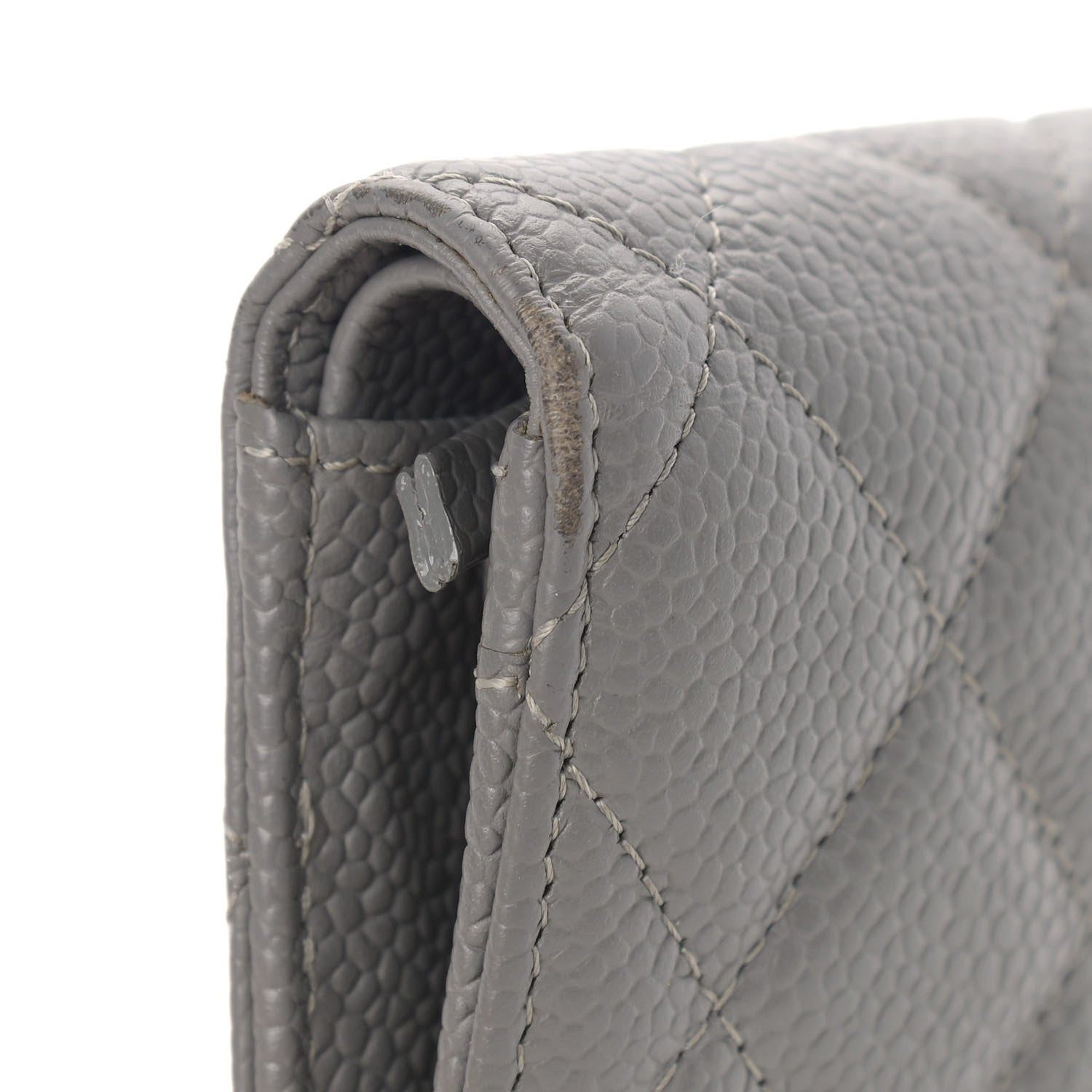 Chanel Caviar Quilted Yen Wallet Grey 12 of 12