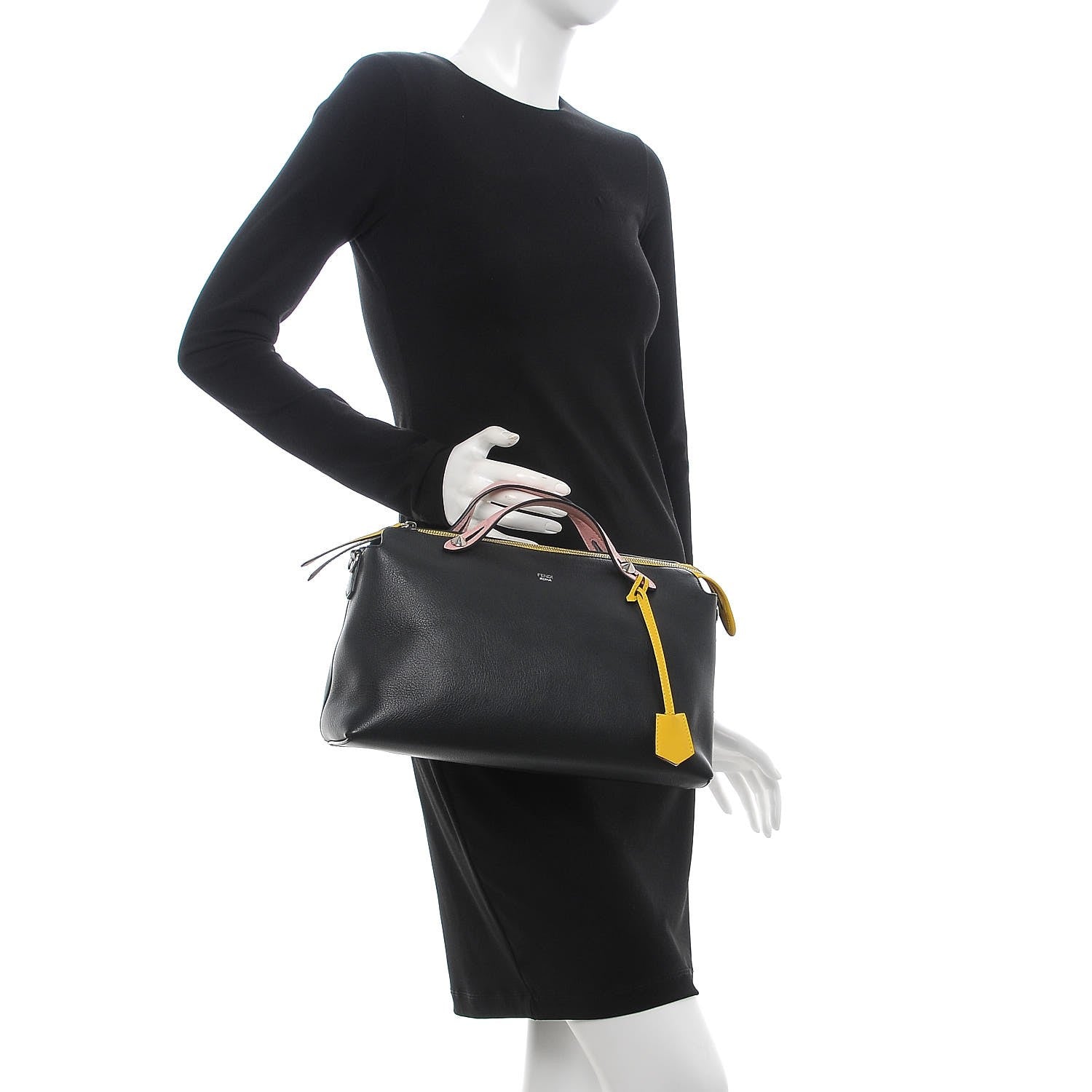 Fendi Vitello Dolce 4 Color Large By The Way Boston Bag Black Multicolor 2 of 11
