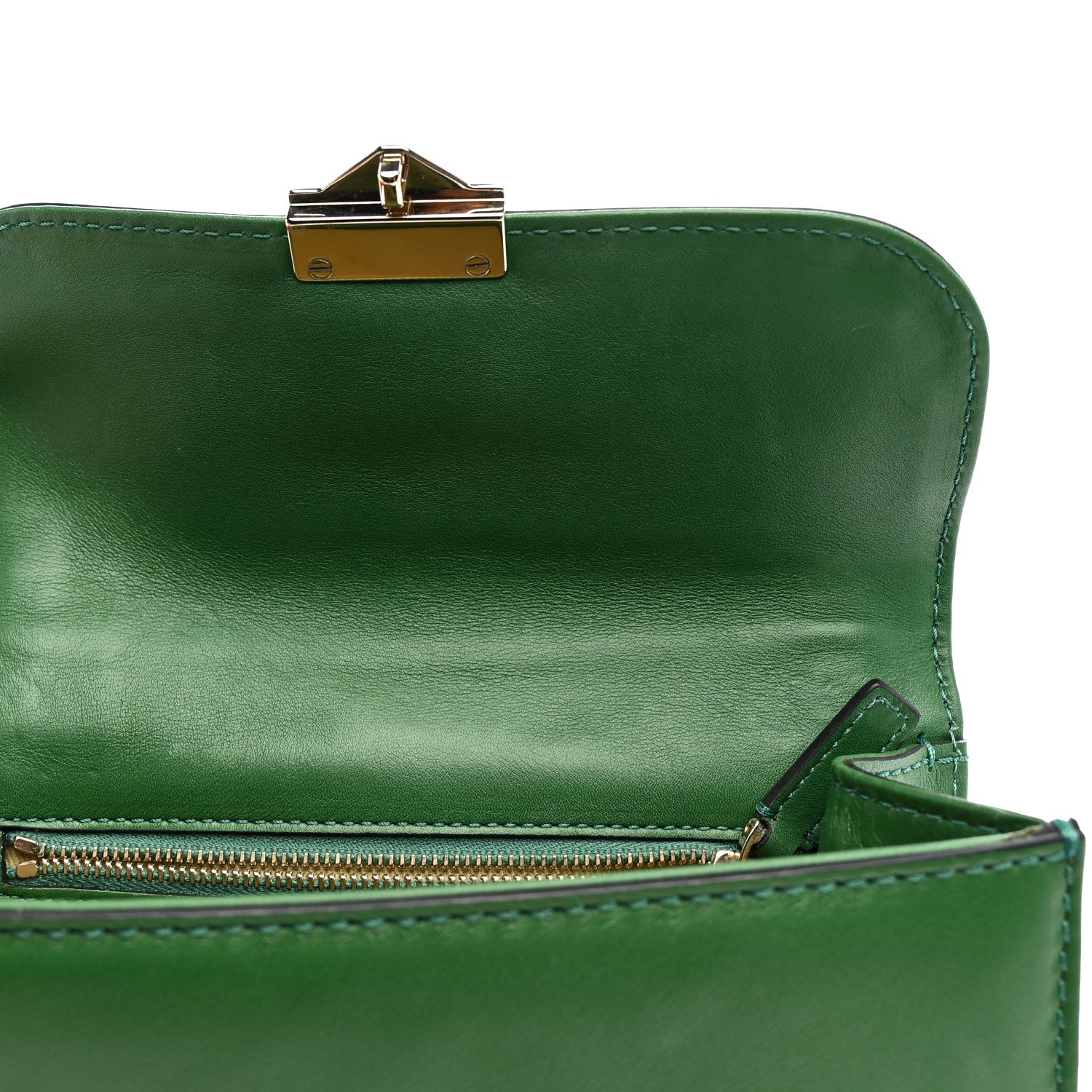 Valentino Garavani Vitello Small Glam Lock Rockstud Flap Gea Green 10 of 15