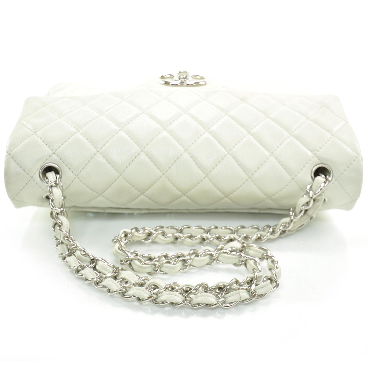 Washed Caviar Maxi Flap White