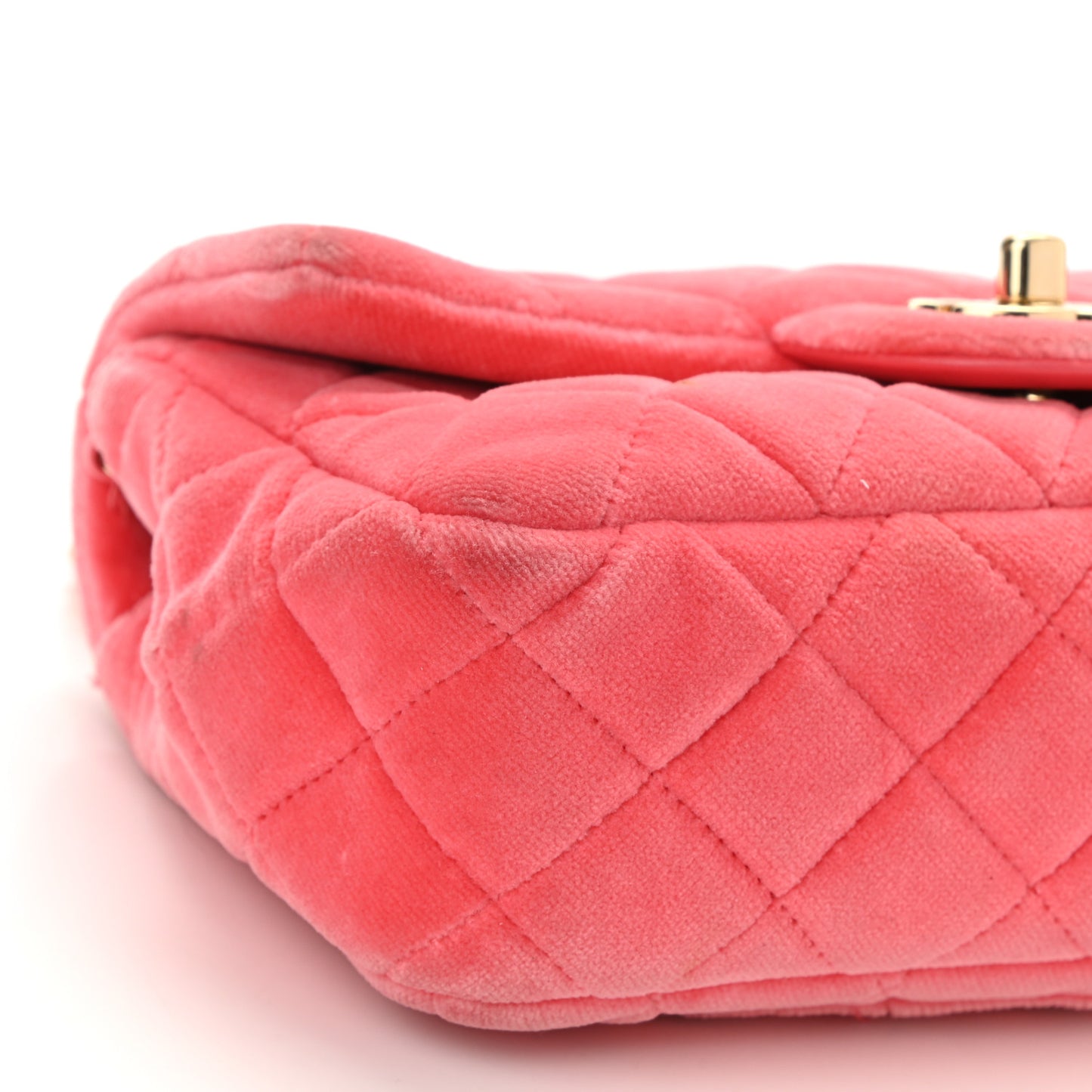 Velvet Quilted Mini Rectangular Pearl Crush Flap Coral