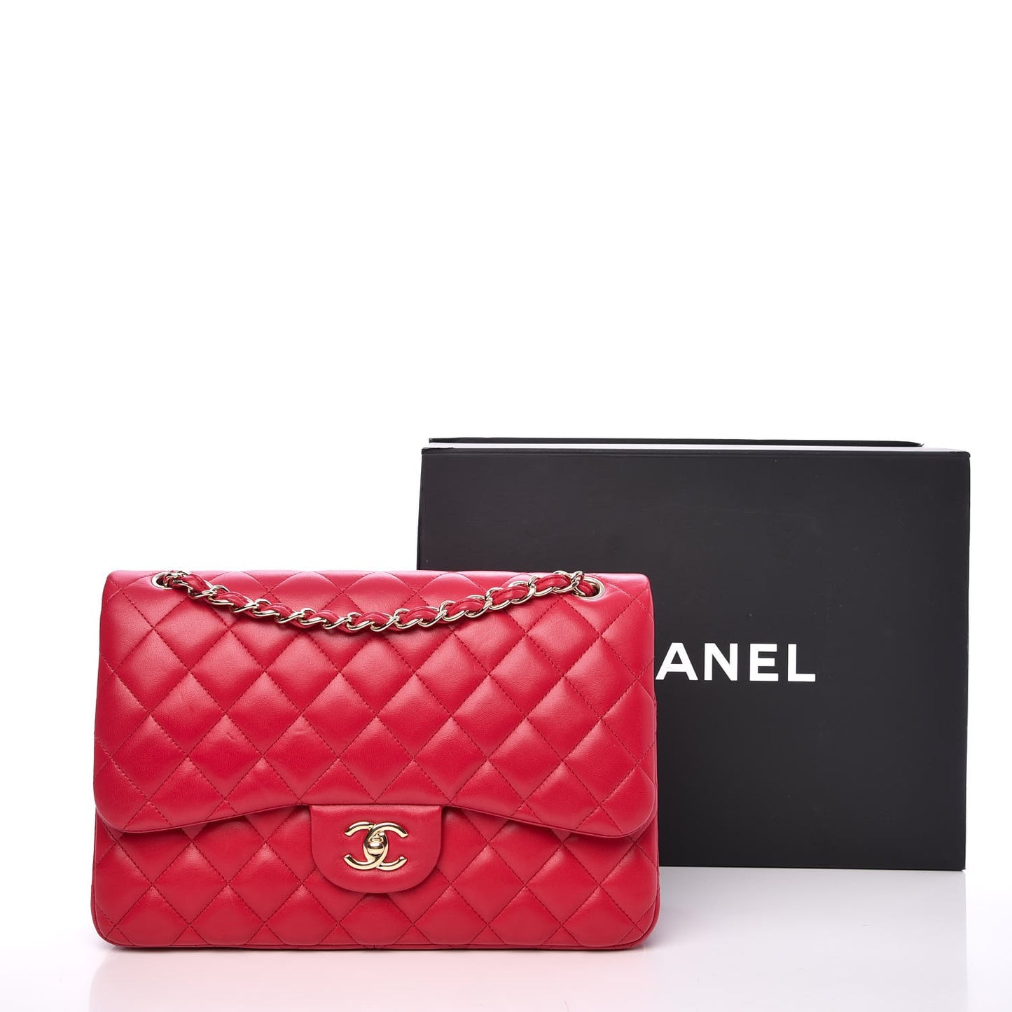 Lambskin Quilted Jumbo Double Flap Dark Pink