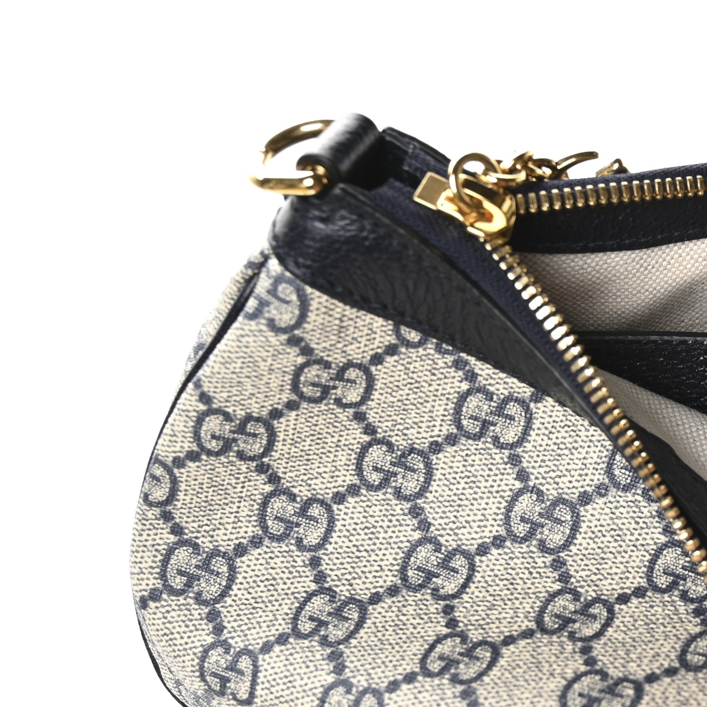 GG Supreme Monogram Textured Dollar Calfskin Web Small Ophidia GG Handbag Beige Blue