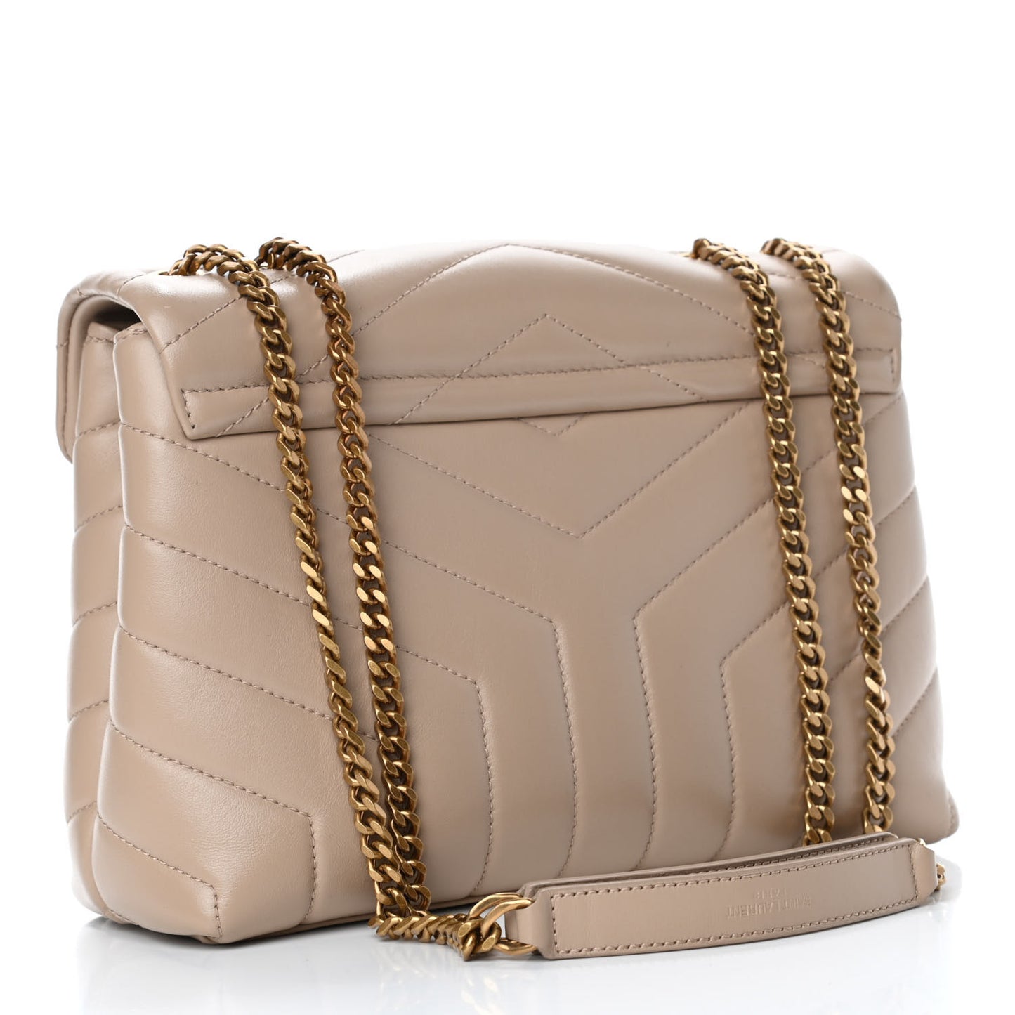Calfskin Y Quilted Monogram Small Loulou Chain Satchel Dark Beige