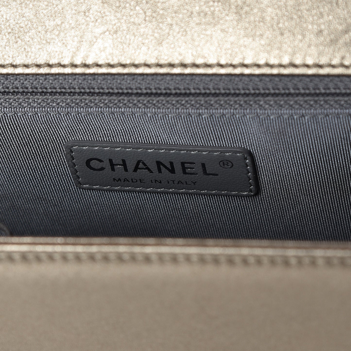 Metallic Calfskin Quilted New Medium Boy Flap Khaki