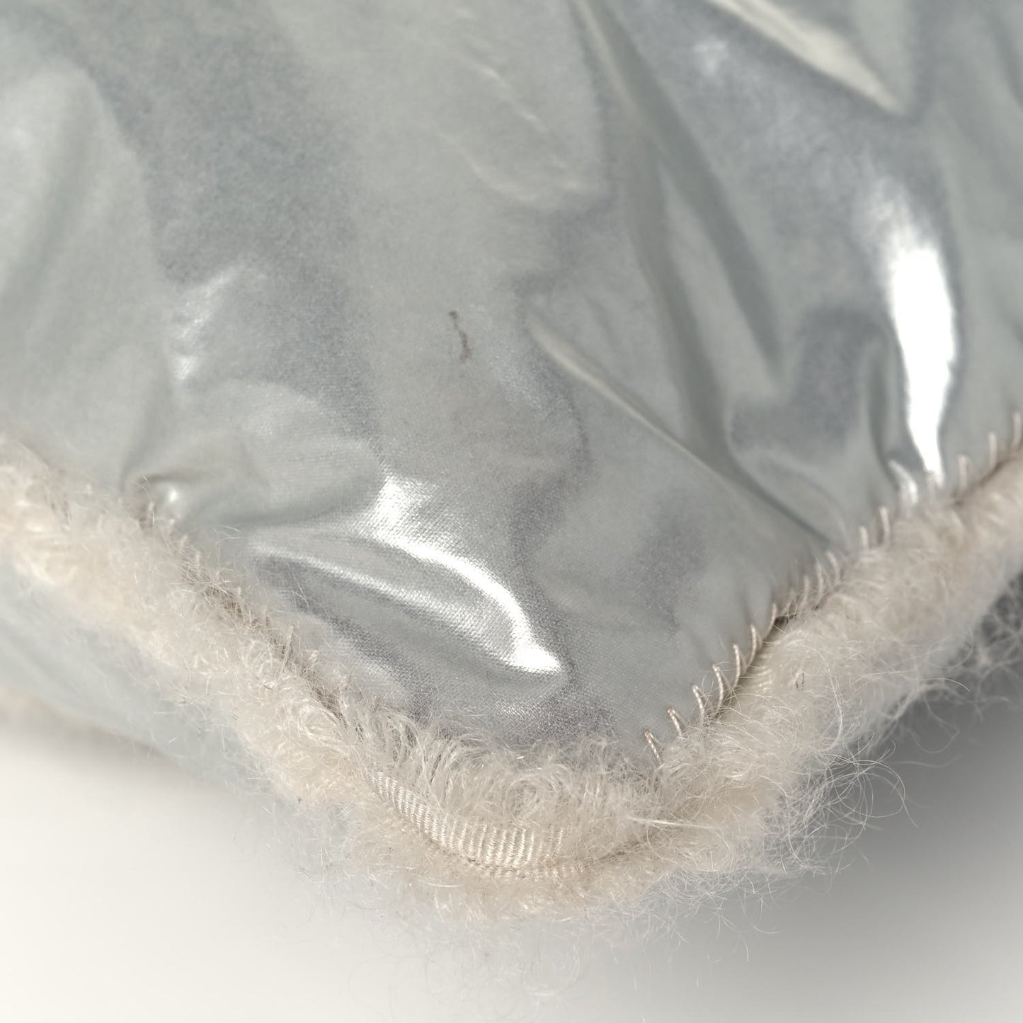 Vinyl Mohair Trimmed CC Bonbons Tote Silver