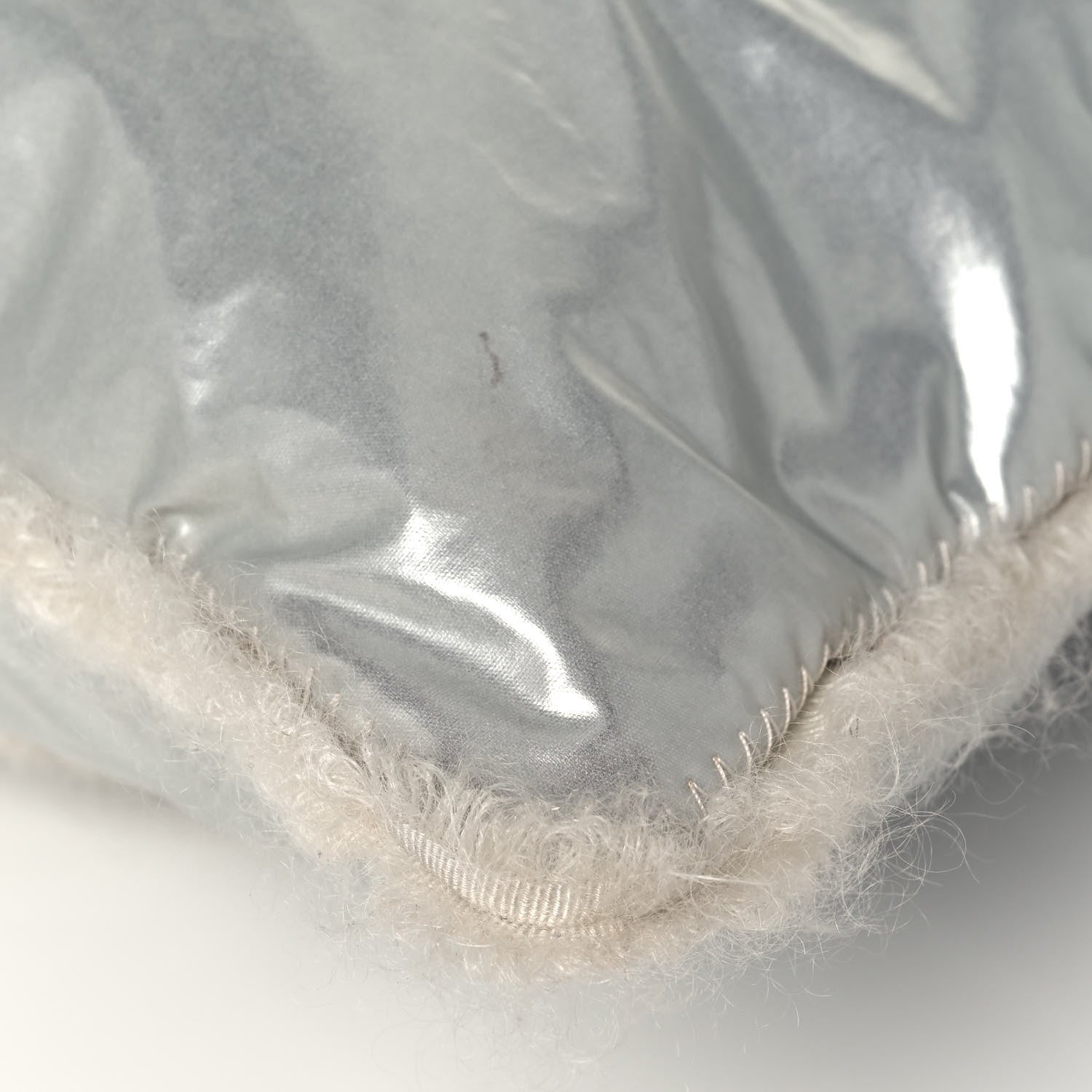 Chanel Vinyl Mohair Trimmed CC Bonbons Tote Silver 12 of 13