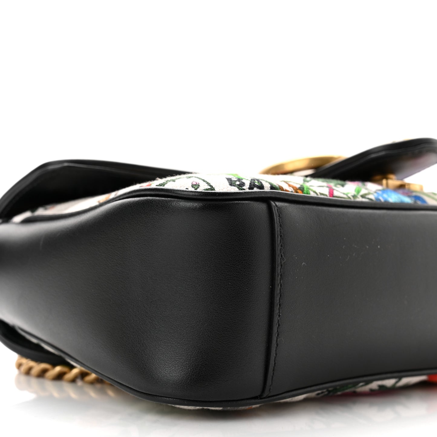 X BALENCIAGA Canvas Flora Logo Print Diagonal Matelasse Small GG Marmont Shoulder Bag White