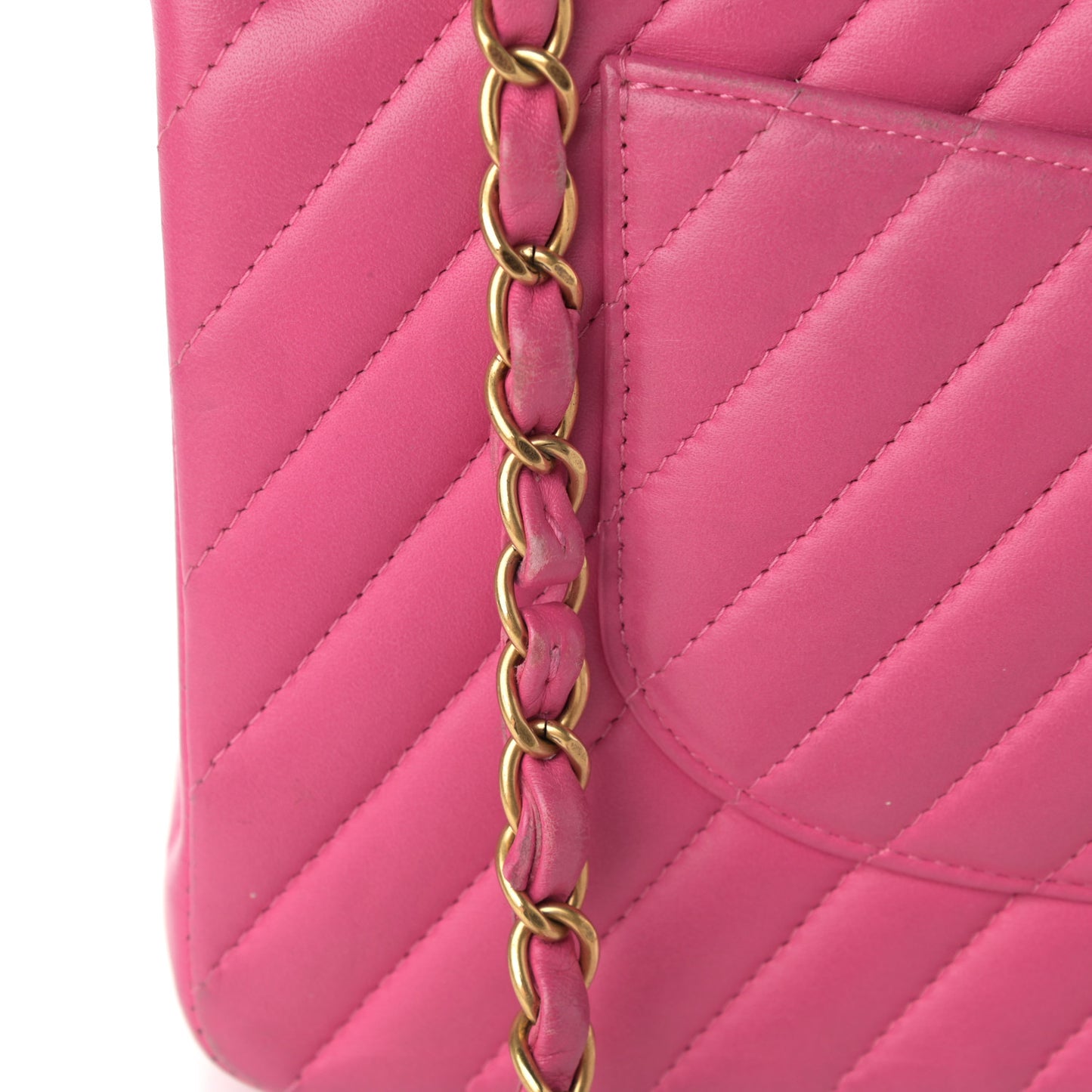Lambskin Chevron Quilted Medium Double Flap Pink