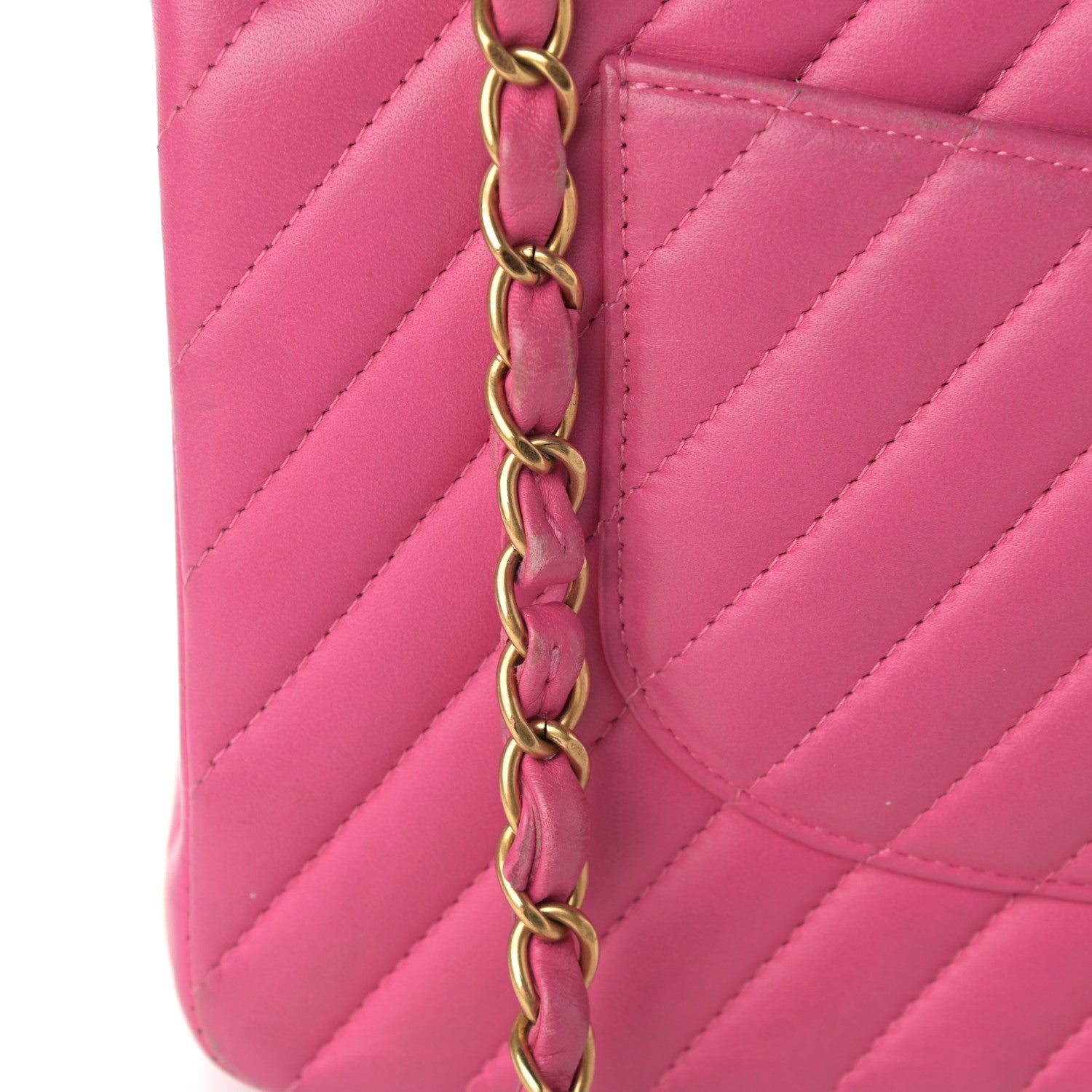 Chanel Lambskin Chevron Quilted Medium Double Flap Pink 23 of 24