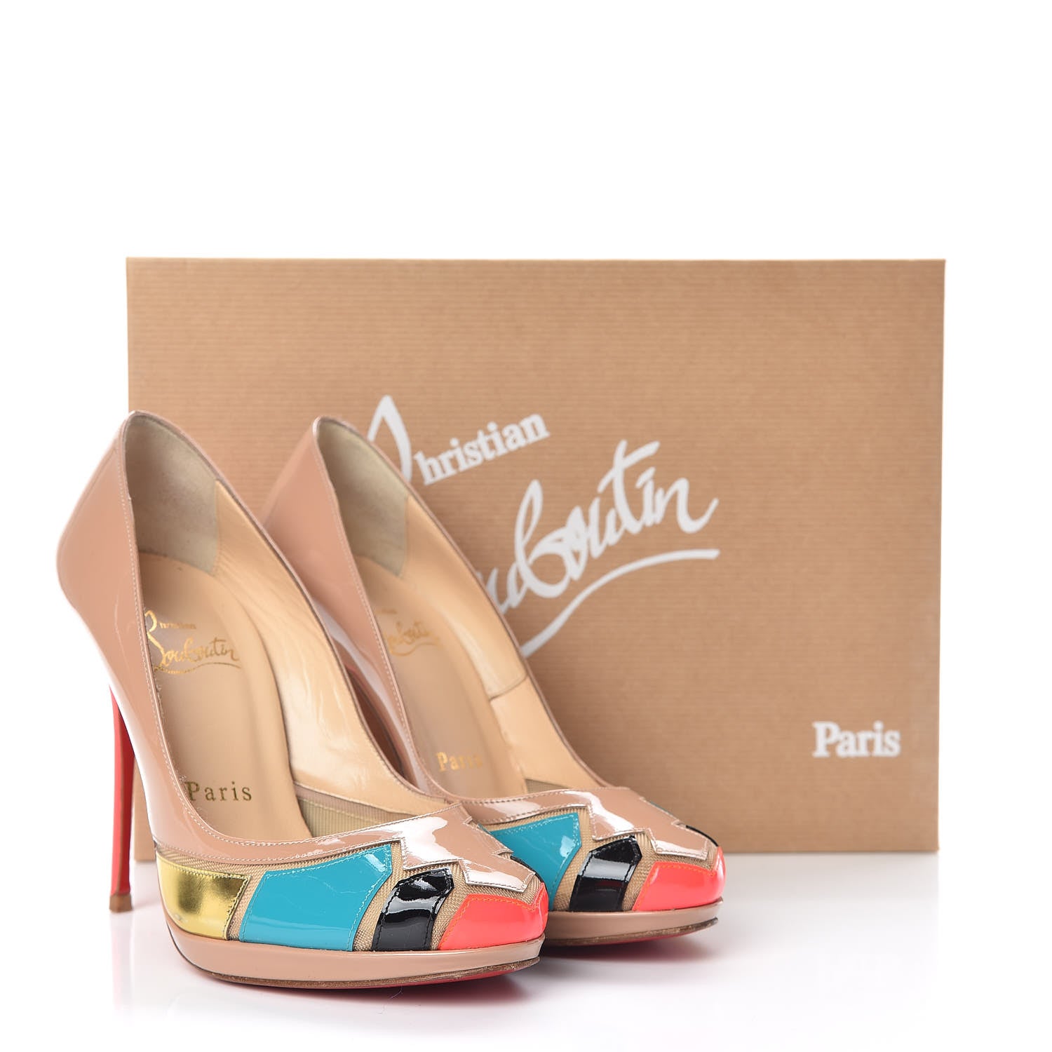 Christian Louboutin Patent Fluo Specchio Astrogirl 120 Pumps 35 Nude 13 of 13
