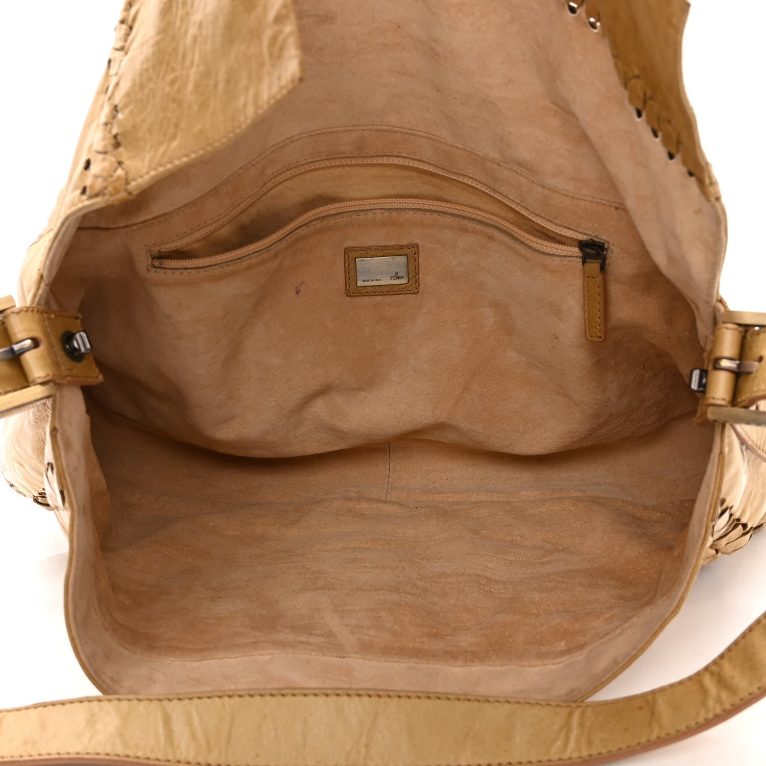 Fendi Goatskin Whipstitch Large Convertible Baguette Senape 5 of 12