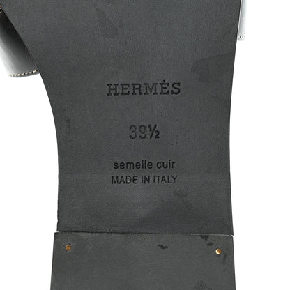 Hermes Box Calfskin Oran Sandals 39.5 Black 8 of 9