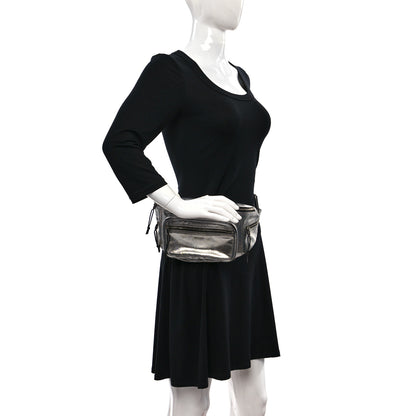 Saint Laurent Metallic Calfskin Ripstop Body Belt Bag Silver 2 of 13