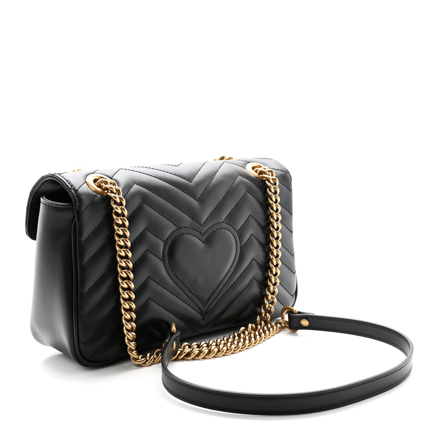 Calfskin Matelasse Small GG Marmont Shoulder Bag Black