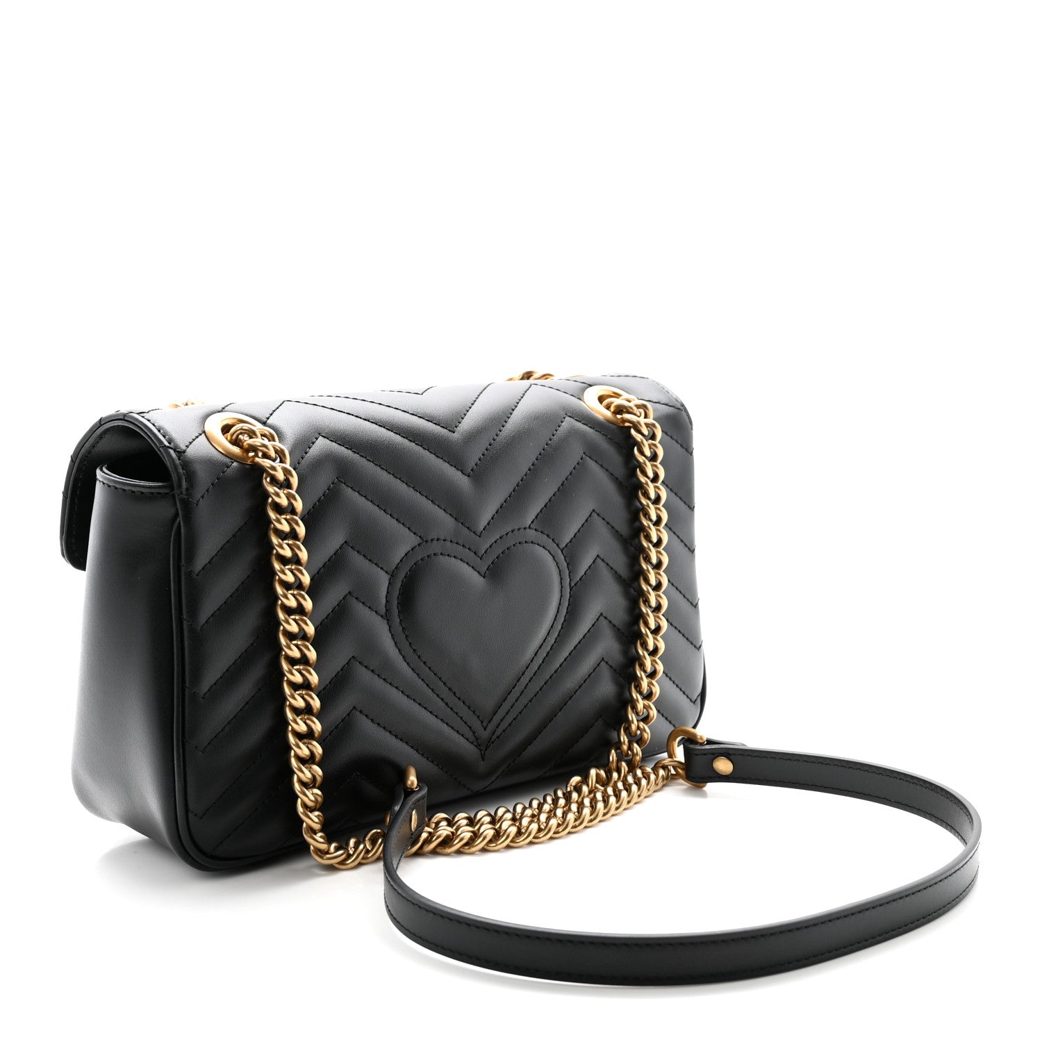Gucci Calfskin Matelasse Small GG Marmont Shoulder Bag Black 3 of 10