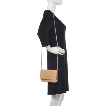 Chanel Caviar Quilted Wallet On Chain WOC Beige Clair 2 of 14