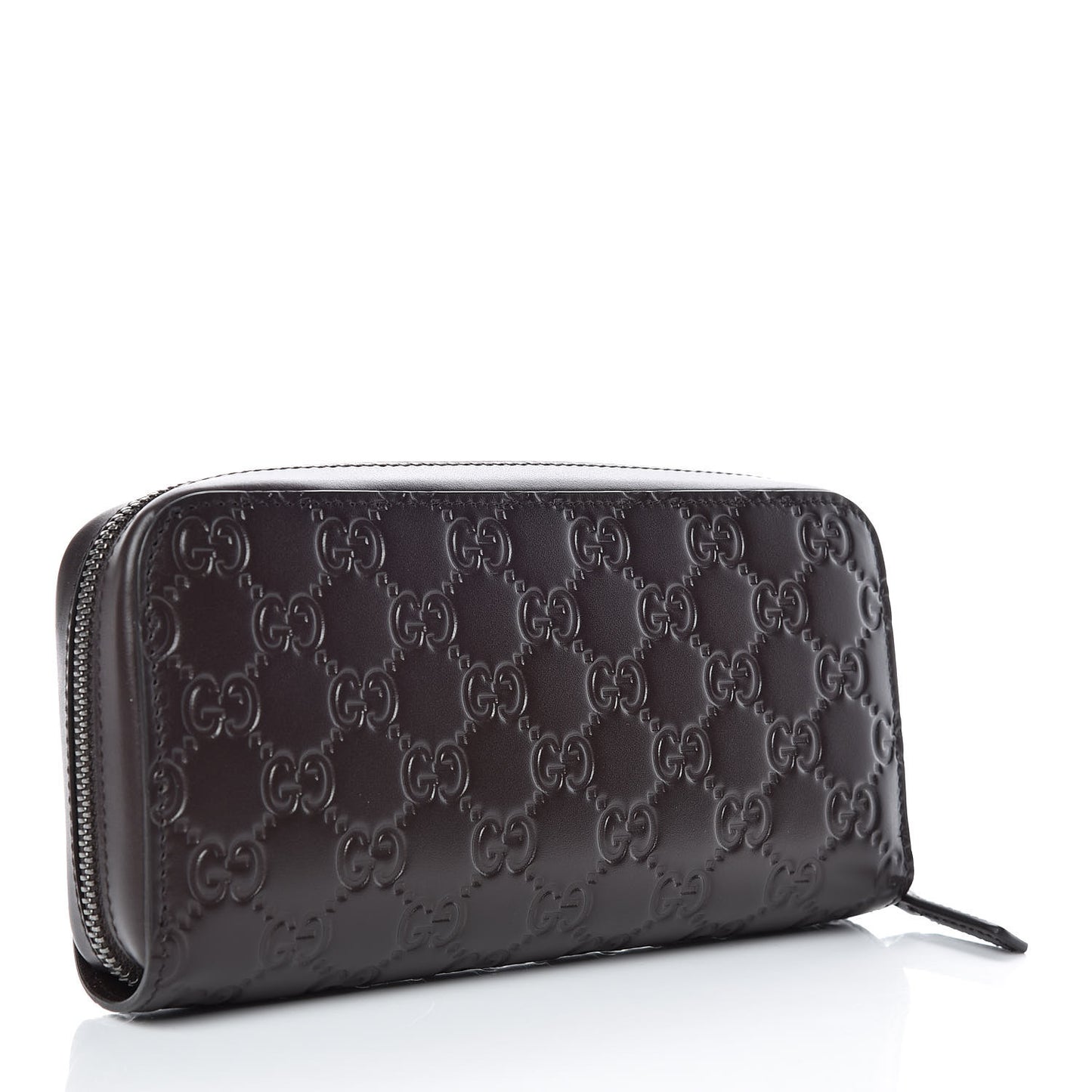 Guccissima Large Zip Around Wallet Chocolate