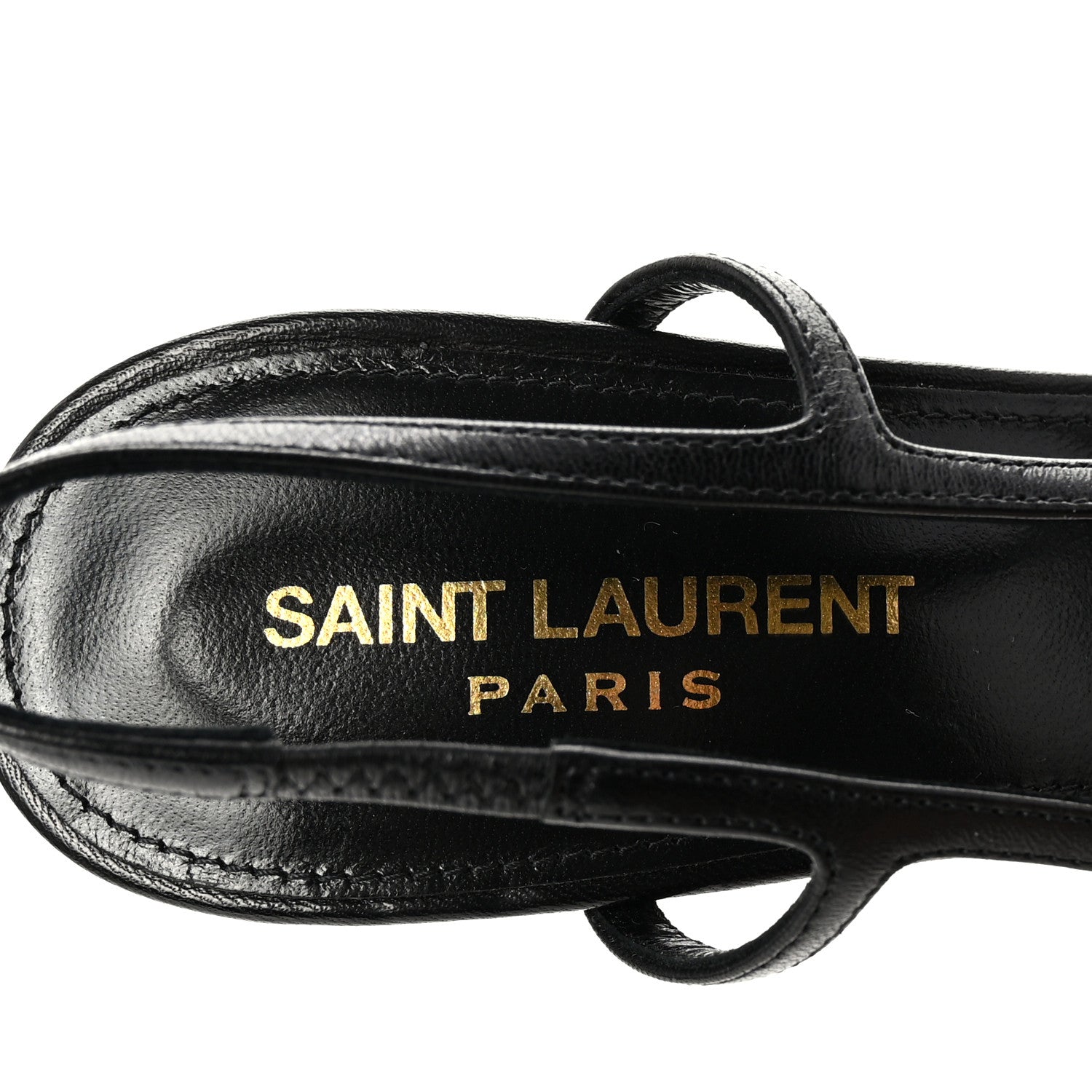 Saint Laurent Smooth Calfskin Jeanne 110 Slingback Pumps 39 Black Gold 8 of 10