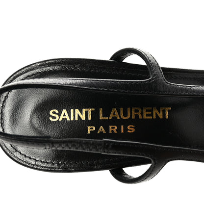 Saint Laurent Smooth Calfskin Jeanne 110 Slingback Pumps 39 Black Gold 8 of 10