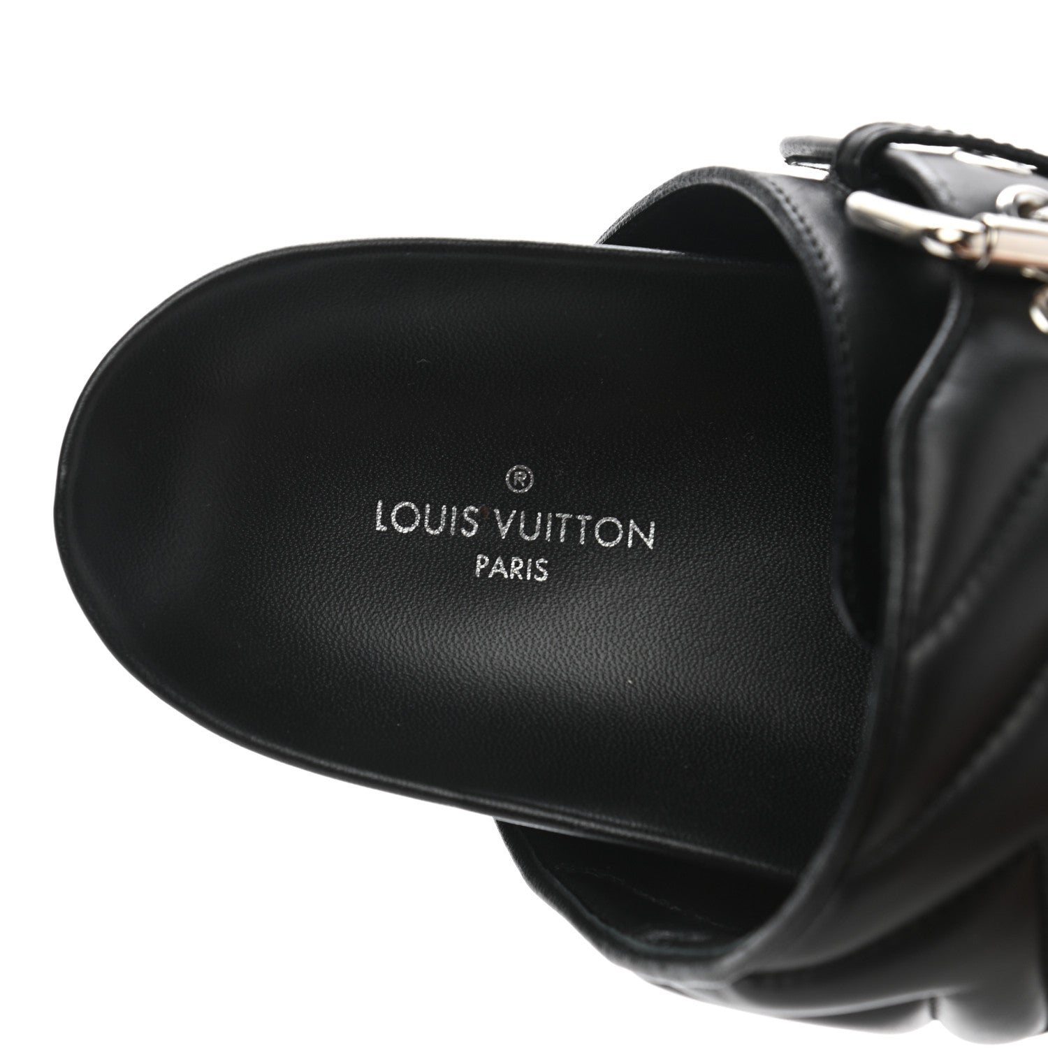 Louis Vuitton Calfskin New Wave Bom Dia Mule Sandals 37 Black 7 of 8