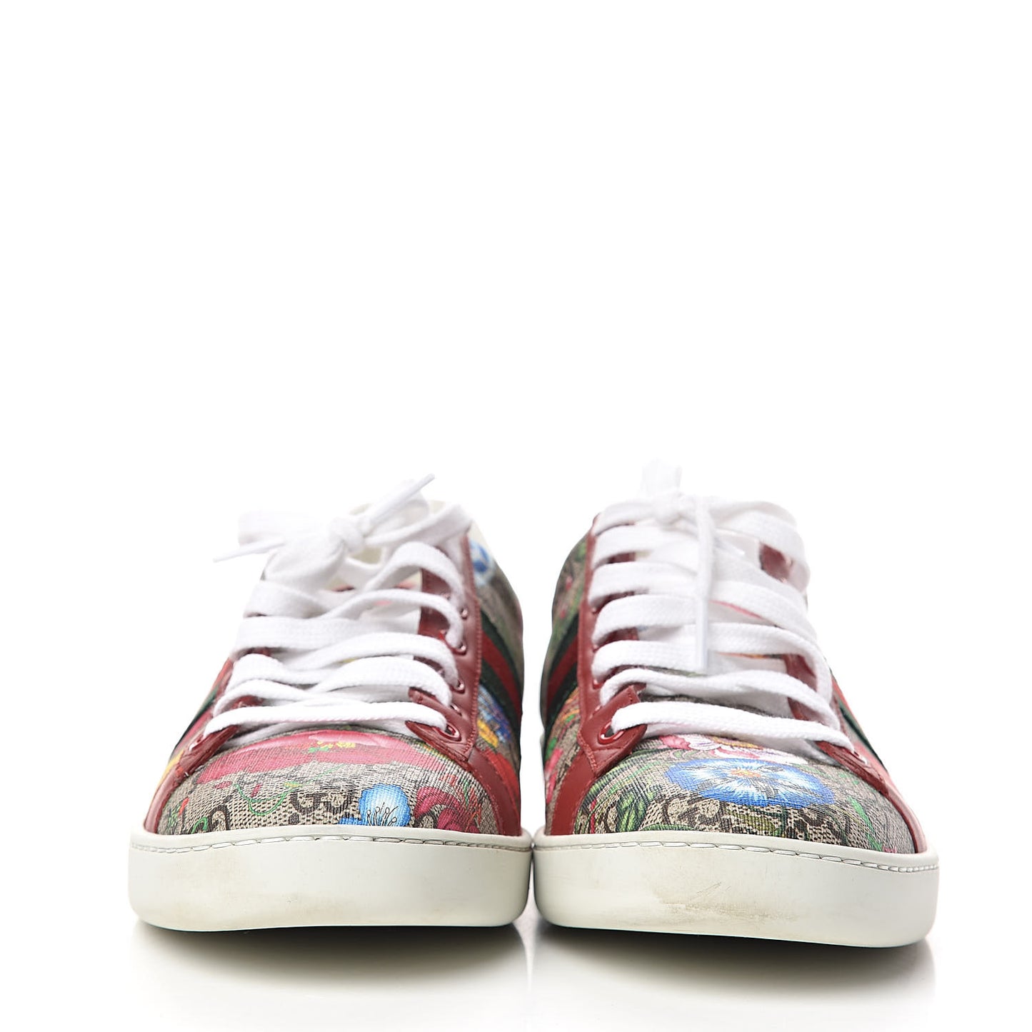 GG Supreme Monogram Flora Web Womens Ace Sneakers 42 Beige Multicolor Rosso