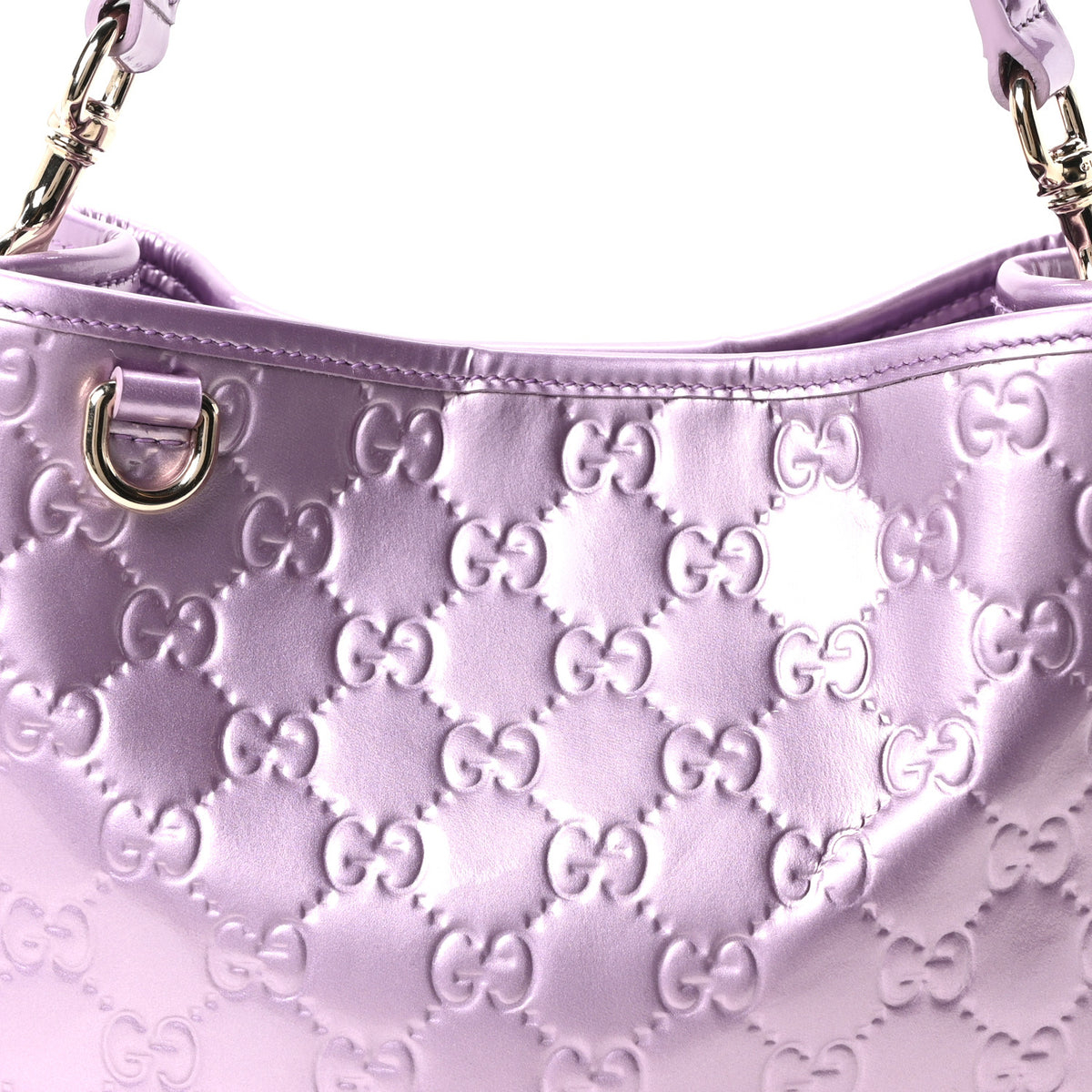 Patent GG Guccissima Emblem Small Bucket Bag Purple
